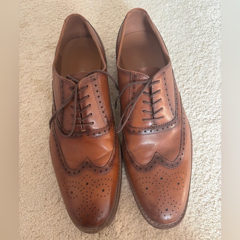 Pegabo Tan Leather Derby Shoes Size 12